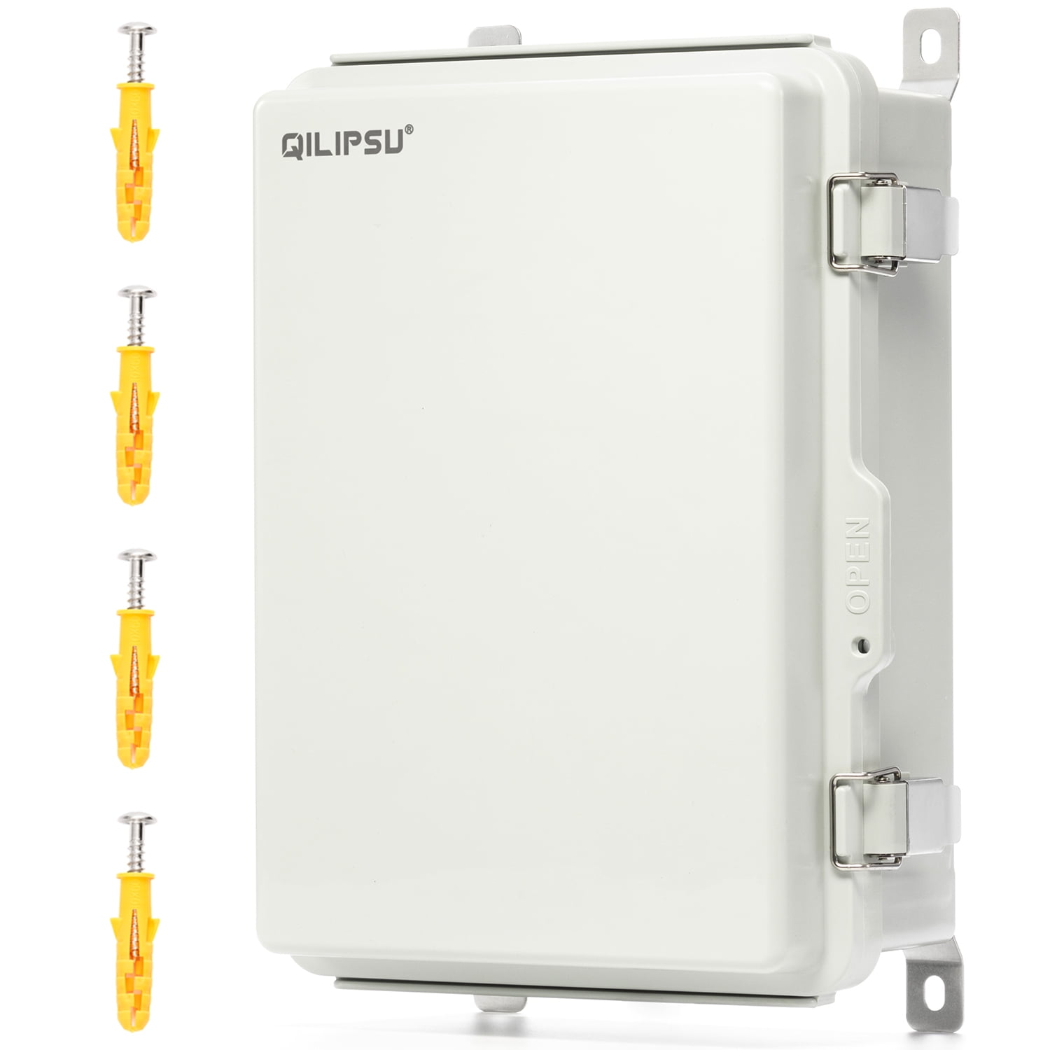QILIPSU Waterproof Outdoor Junction Box, 13.8"x9.9"x5.9" IP66 V0 PC/ABS Plastic Porject Electrical Enclosure Weatherproof with Hinged Gray Cover, Mounting Plate, Wall Brackets