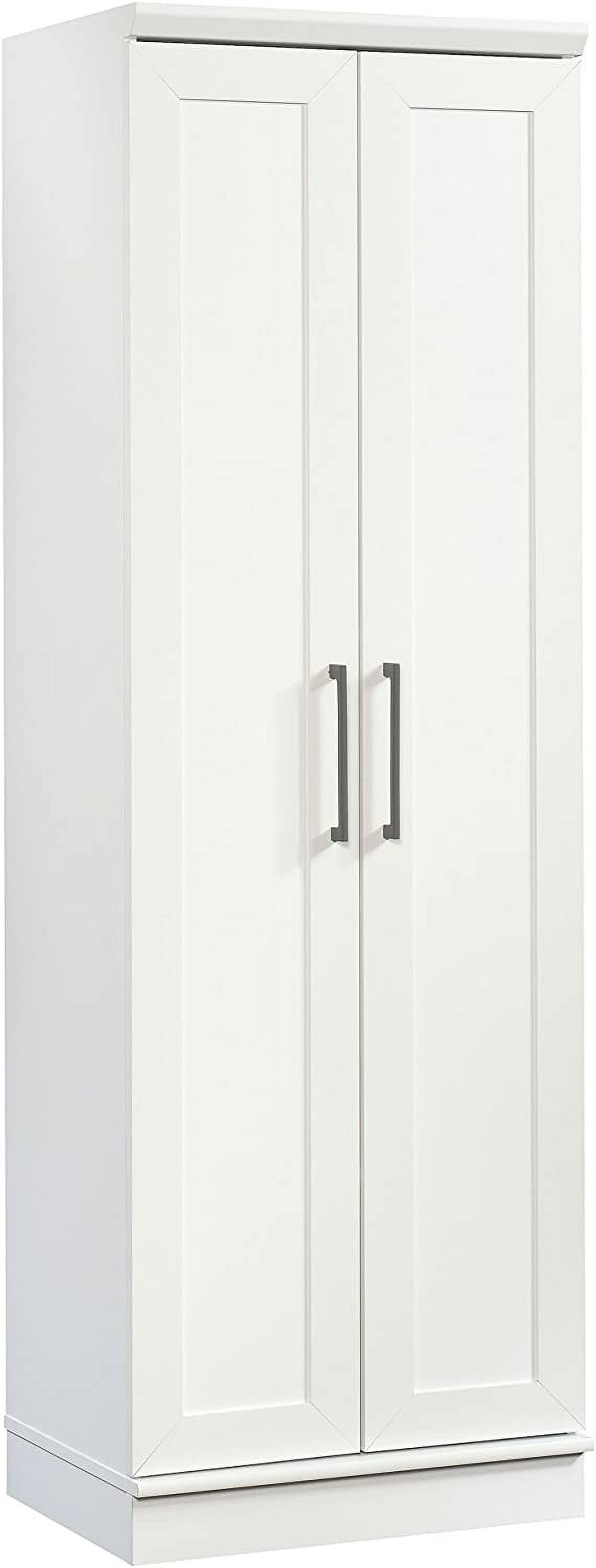 Soft White MDF Lockable Cabinet with 4 Adjustable Shelves