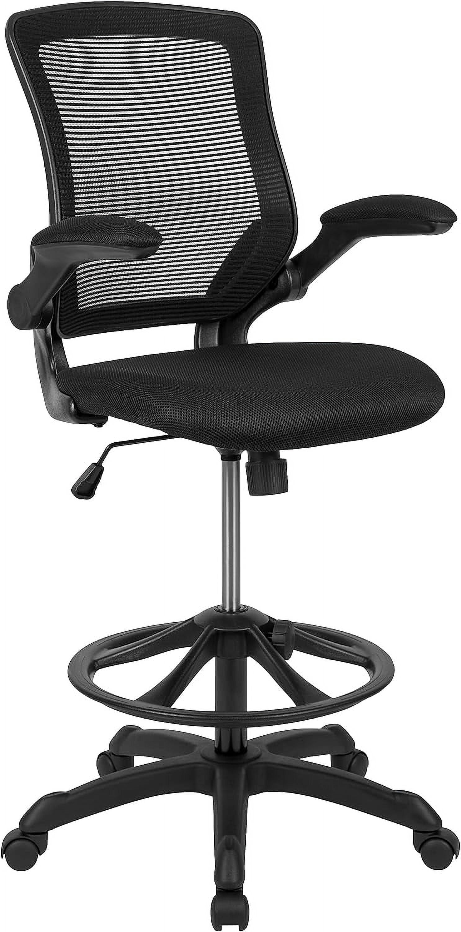 Ergonomic Mid-Back Mesh Drafting Chair with Adjustable Arms, Black