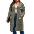 thumbnail image 1 of QINCAO Plus Size Womens Open Front Cardigan Sweater with Pockets Long Sleeve Lightweight Coat Fall Winter 1XL-5XL, 1 of 4