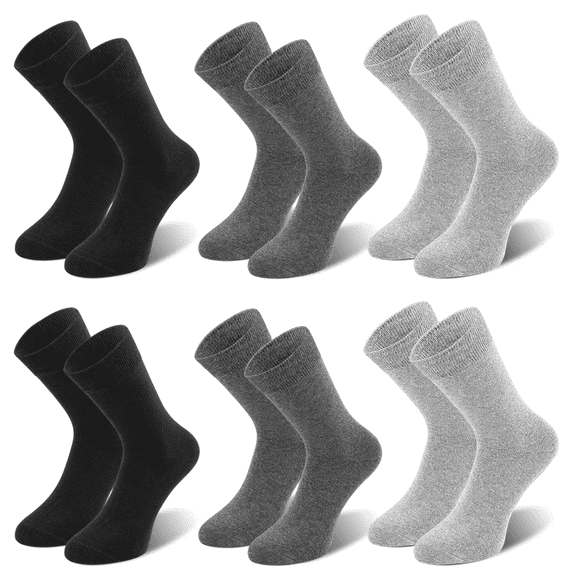 QINCAO Socks for Men 6 Pairs Unisex Long Cotton Socks Sports Business Work Socks M
