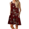 thumbnail image 1 of QINCAO Women Dresses Sleeveless Short Dresses for Women O-Neck Floral Print Casual Loose Summer Female Dresses, 1 of 3