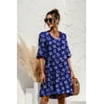 thumbnail image 1 of QINCAO Women Dresses Summer Dress V-Neck Short Sleeve T-Shirt Dress Babydoll Ruffles Casual Mini Female Dress, 1 of 8