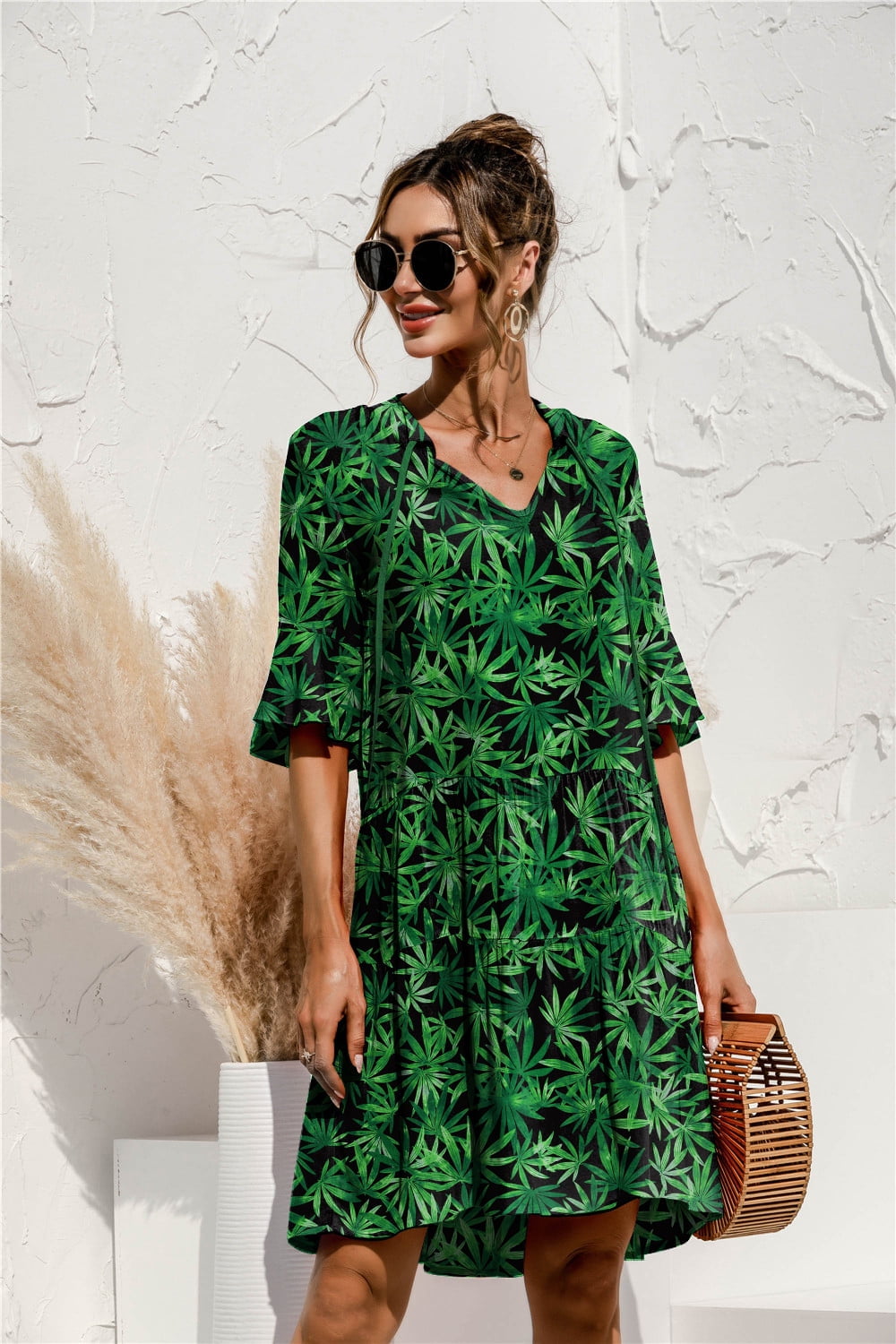 T shirt top dress with ruffles