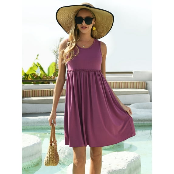 QINCAO Womens Dresses Sleeveless Plain Sundresses for Women Casual Tank Dresses,XL(16-18)