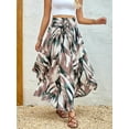 thumbnail image 1 of QINCAO Womens High Waist Smocked Bohemian Long Skirt Elegant Chic Skirt with Belt S-XXL, 1 of 4