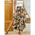 thumbnail image 1 of QINCAO Womens High Waist Smocked Bohemian Long Skirt Elegant Chic Skirt with Belt S-XXL, 1 of 4