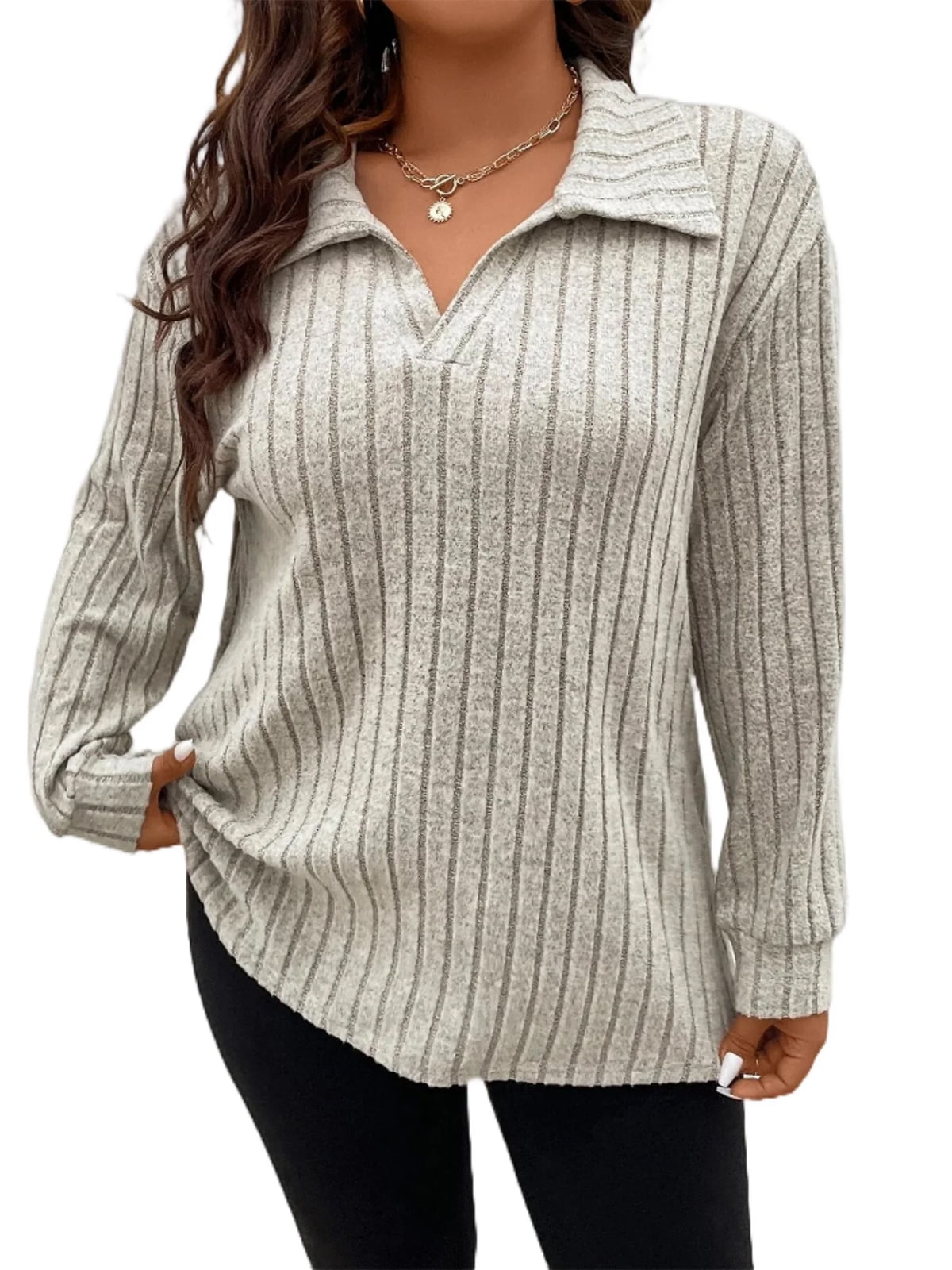 VSSSJ Women's Crew Neck Casual Striped Color Block Cropped