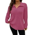 thumbnail image 1 of QINCAO Womens Plus Size Tops Long Sleeve V Neck Polo Shirts Pullover Sweaters Fall Winter 1X-5X, 1 of 7