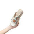 thumbnail image 1 of QING Womens Platform Espadrille Sandals Flatform Floral Crochet Cork Open Toe Summer Beach Slide Sandals, Beige, Size 10, 1 of 6