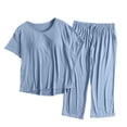 thumbnail image 1 of QINGFSAP Pajama Sets for Women 2 Piece Short Sleeve Tops Built in Bra Wide Leg Pants Lounge Sets Soft Sleepwear, 1 of 6