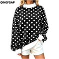 thumbnail image 1 of QINGFSAP Womens Polka Dot Sweatshirt Long Sleeve Crewneck Pullover Tops Casual Loose Fit Knit Shirt Fall Winter Blouse, 1 of 9