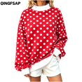 thumbnail image 1 of QINGFSAP Womens Polka Dot Sweatshirt Long Sleeve Crewneck Pullover Tops Casual Loose Fit Knit Shirt Fall Winter Blouse, 1 of 9