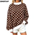 thumbnail image 1 of QINGFSAP Womens Polka Dot Sweatshirt Long Sleeve Crewneck Pullover Tops Casual Loose Fit Knit Shirt Fall Winter Blouse, 1 of 8