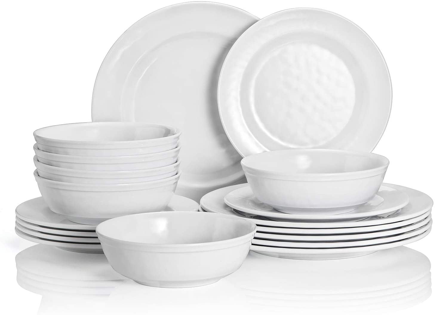 QINGJING 18Piece Dinnerware Set, Melamine Dinner Dishes Set with Bowls and Salad Plates, Non