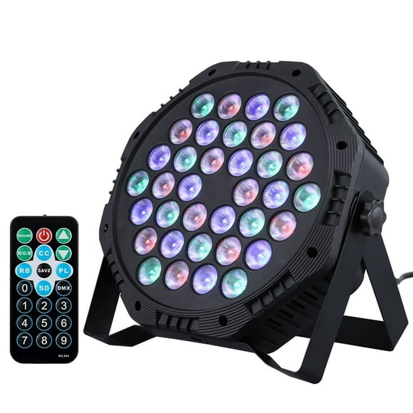 QINGSEN 36LED RGB Party Lights Dj Disco Lights Sound Activated Stage Lighting with DMX and Remote Control for Indoor Bedroom Christmas Wedding Birthday Music Dance Bar Light