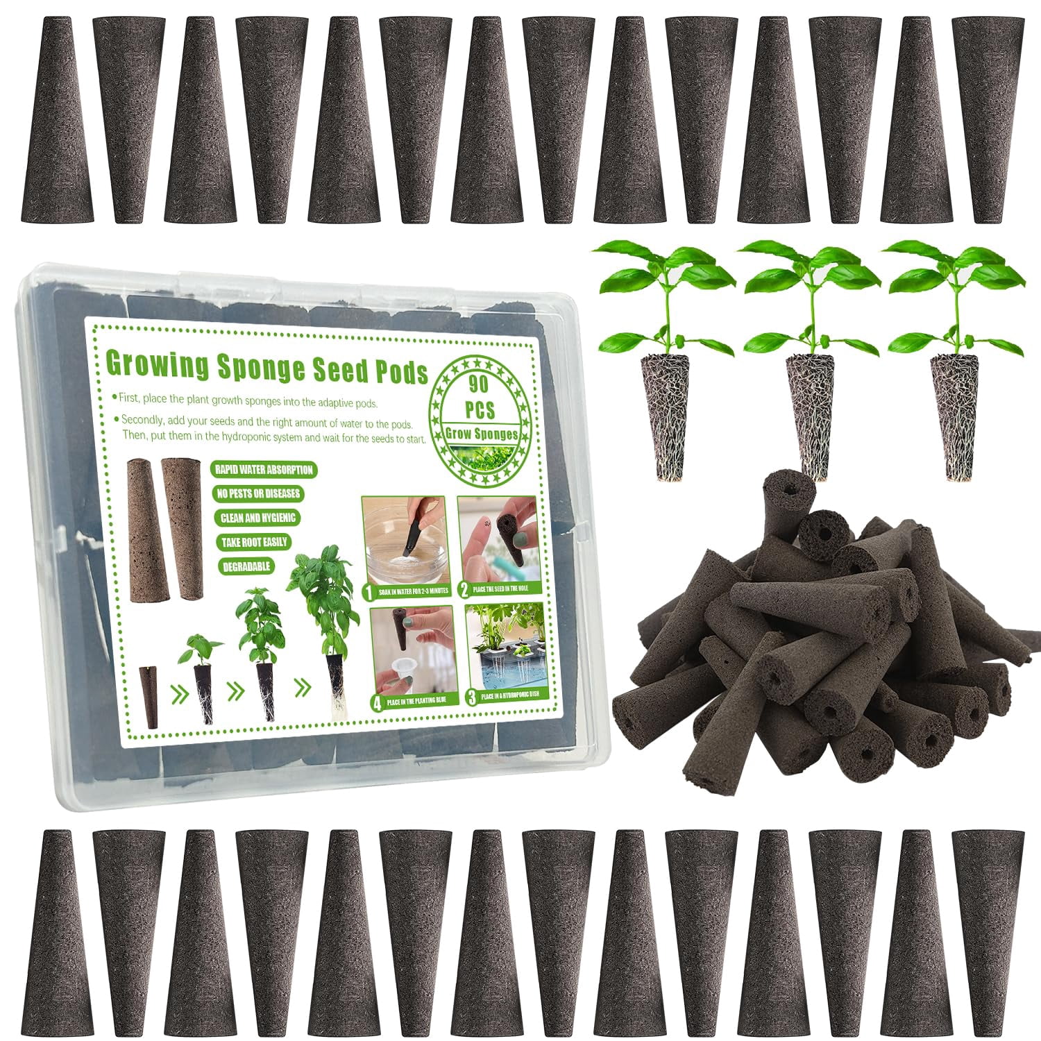 Qingya 90 Pcsegsc Grow Sponges Hydroponics Photo Inspiration