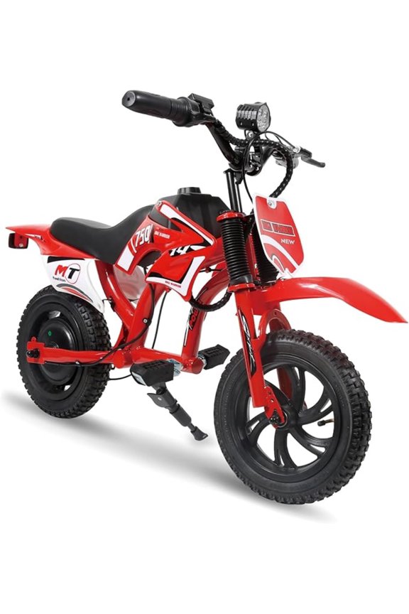 MT750 Electric Dirt Bike, Red with Decals, 300W Motor, 10 mph Max Speed, 25.2V 2600mAh Battery, Electric Ride On for Kids