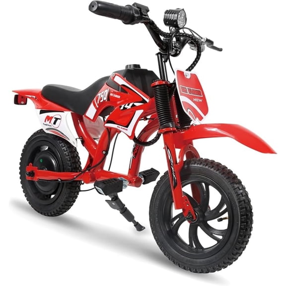 Nexrid MT750 Electric Dirt Bike, Red with Decals, 300W Motor, 10 mph Max Speed, 25.2V 2600mAh Battery, Electric Ride On for Kids