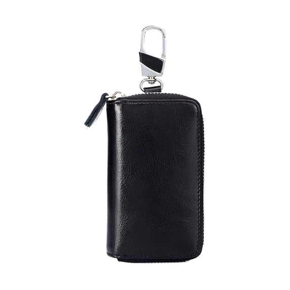 QINHEII Large Leather Key Case Wallet With 12 Hooks And Keychain Coffee Color Organizer For Men Women Multi Hook Holder