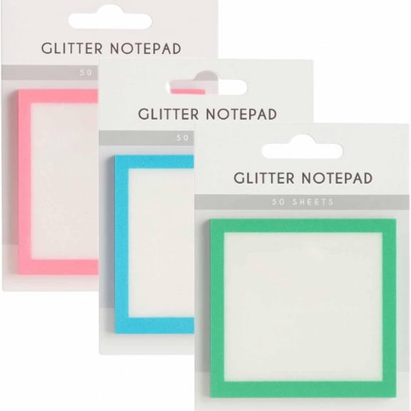 QINHEII Transparent Sticky Notes, Cute Glitter Adhesive Memo Pad, See Through Notepads For To Do List