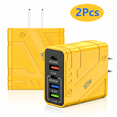 thumbnail image 1 of QINIUXO USB C Charger Block, 2 Pcs USB C Adapter, 5-Port Wall Charger, Fast Charging Block, Type C Brick Chargers for Various Types of Mobile Phones, Yellow, 1 of 6