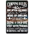 thumbnail image 1 of QIONGQI Funny Camping Rules Metal Tin Sign Wall Decor Farmhouse Rustic Camping Signs for Home Camper Room Decor Gifts, 1 of 4