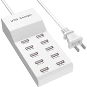QIONMAR USB Wall Charger USB Charging Station for Multiple Devices USB Charger 10-Ports Power Hub Strip Smart Plug Charging Dock Charge Block Compatible with iPhone 15,iPod,Galaxy S Smart Phones