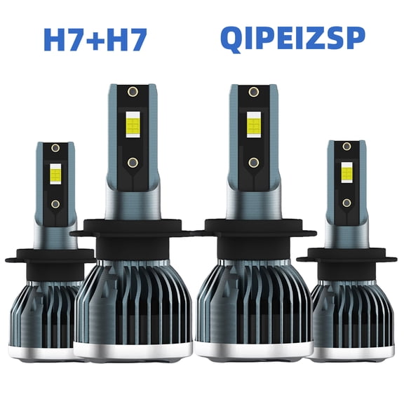 QIPEIZSP Fit for Smart Fortwo 2008-2015 H7+H7 LED Headlight Bulbs High Low Beam Cold White 6500k,Plug And Play,Pack of 4