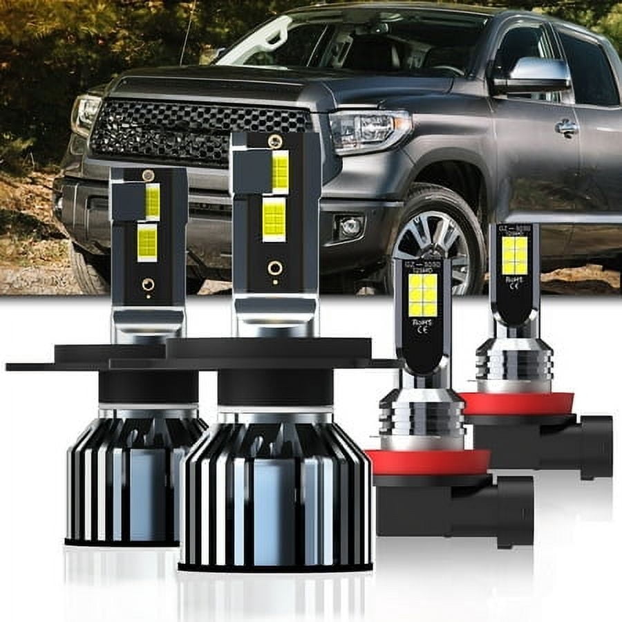 QIPEIZSP Fit for Toyota Tundra 2014-2018 LED Headlight Bulbs 9003 High Low Beam & H11 Fog Light Bulbs 6000K Xenon White Pack of 4