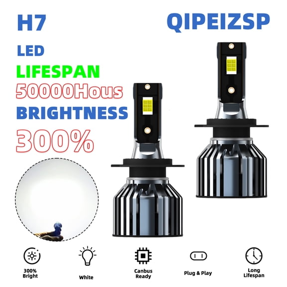QIPEIZSP Fit for Volkswagen Jetta 2012 H7 LED Headlight Bulbs Low Beam Cold White 6500K Bright,Plug And Play,Pack of 2