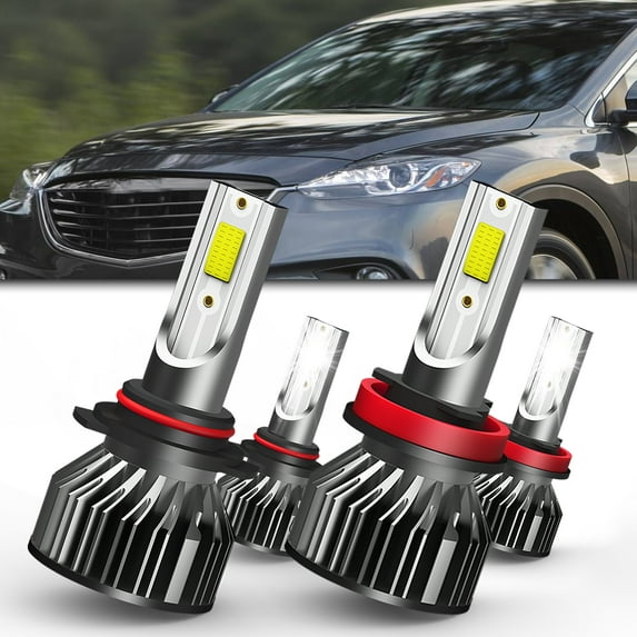QIPEIZSP For Cadillac SRX CTS 2010-2016 4x Combo LED Headlight Bulbs,9005 High Beam + H11 Low Beam