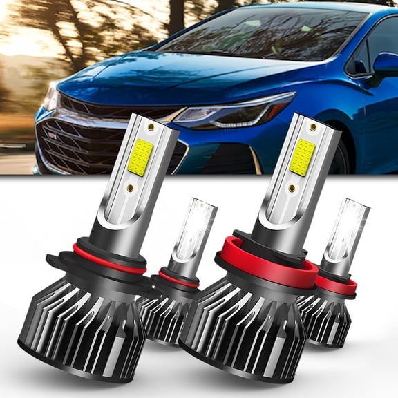 QIPEIZSP For Chevy Traverse 2009-2012 4x Combo LED Headlight Bulbs,9005 High Beam + H11 Low Beam