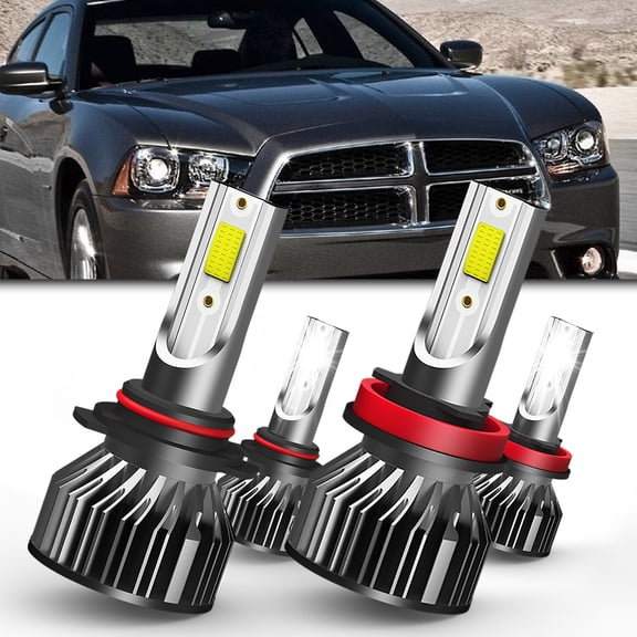 QIPEIZSP For Dodge Durango 2011-2013 4x Combo LED Headlight Bulbs,9005 High Beam + H11 Low Beam