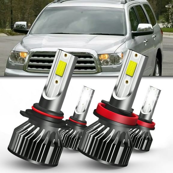 QIPEIZSP For Toyota prius C 2012-2015 4x Combo LED Headlight Bulbs,9005 High Beam + H11 Low Beam