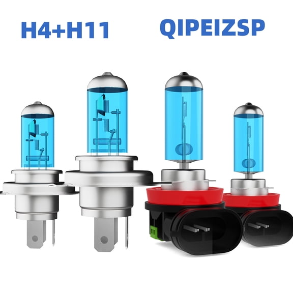 QIPEIZSP H4 H11 Halogen Headlight Bulbs High Low Beam Fog Light Bulbs Combo Kit Fit for Toyota Tundra 2014-2020 Warm White 5000k,Plug And Play,Pack of 4