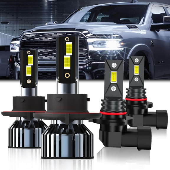 QIPEIZSP LED Headlight Bulbs Compatible With DODGE RAM 1500 2500 3500 With Projector 2016-2018,9008/H13 High Low Beam + 9140/9145 LED Fog Lights,6500K White,Plug and Play,Lights combo,pack of 6
