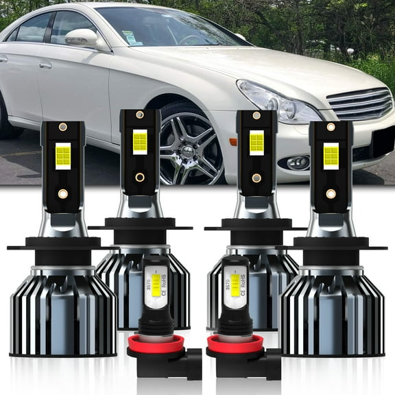 QIPEIZSP LED Headlight Bulbs fit for Ben Z CLS550 2002-2007,H7 High Beam & H11/H8/H9 Low Beam +H11/H8/H9 Fog Lights combo For Pilot,6500K White,Plug And Play,6 pack