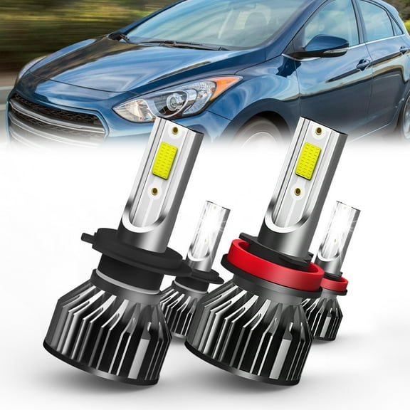 QIPEIZSP compatible for Hyundai Elantra 2007-2017 Headlight Bulbs,H7 High Beam + H11 Low Beam LED Lights,Pack of 4