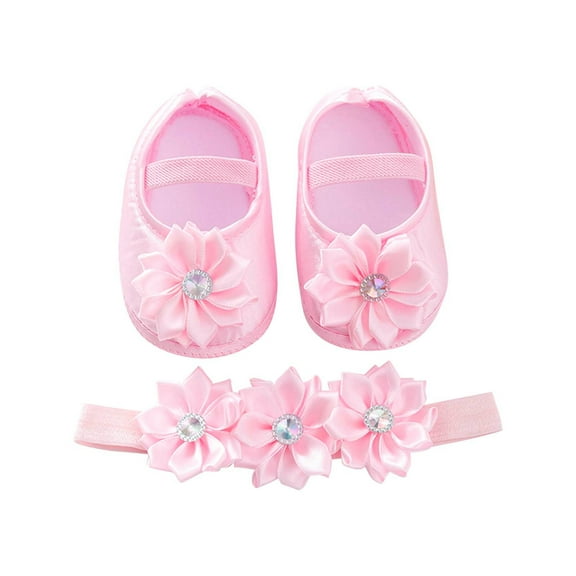 QIPOPIQ Baby-Girls and Newborn Ballet Flats Princess Wedding Dress Mary Jane Soft Sole Prewalker Sparkly Lightweight Shoes Clearance