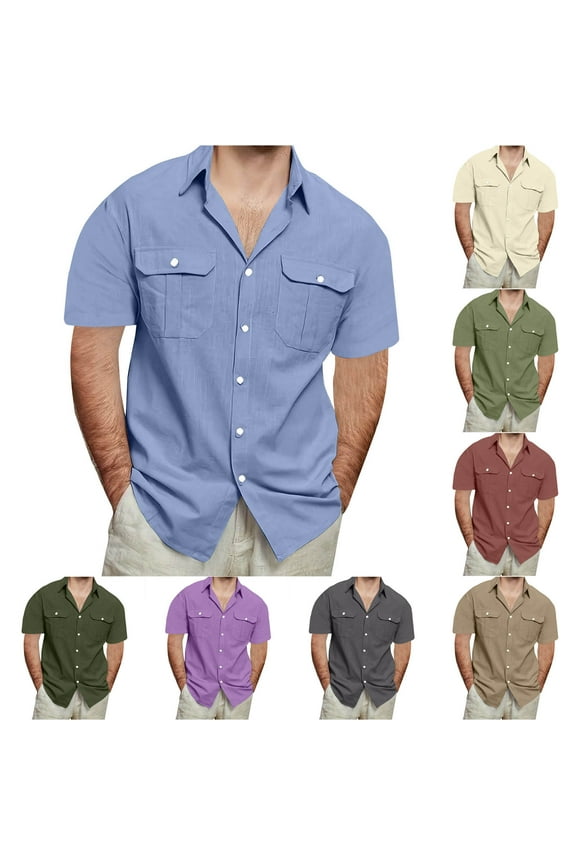 Button Up Shirt for Men, Short-Sleeve, Stain and Wrinkle-Resistant Clearance