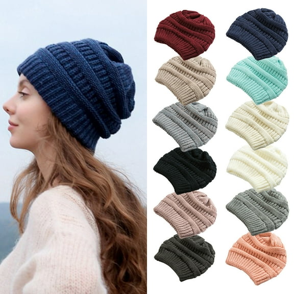 QIPOPIQ Cable Knit Beanie - Thick, Soft & Warm Chunky Beanie Hats Clearance