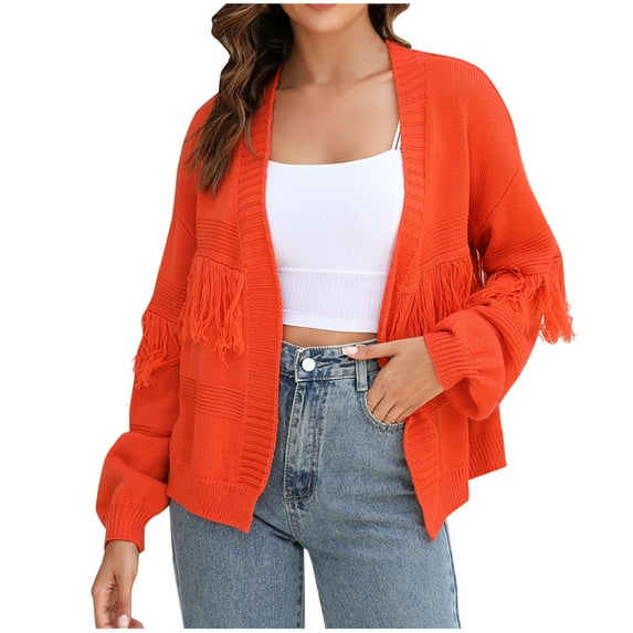 QIPOPIQ Cardigan for Women Clearance Women's Long Sleeve Open Front Casual Basic Lightweight Soft Knit Cardigan Sweater Outerwear