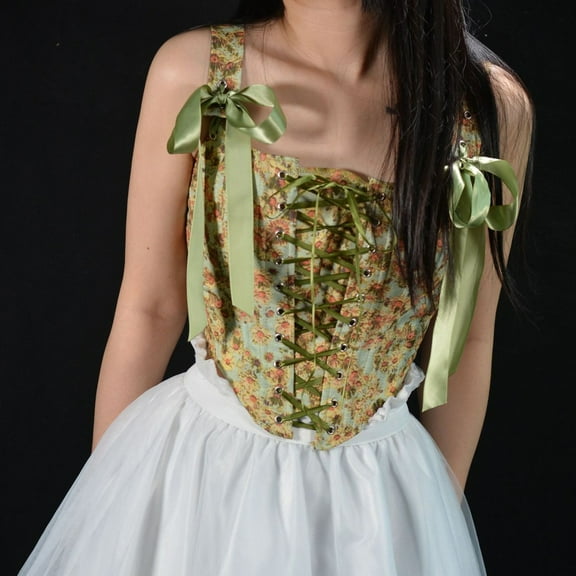 QIPOPIQ Clearance Corset Top for Women Renaissance Faire Fashion Sweet Tie Corset Print Underwear Shapewear