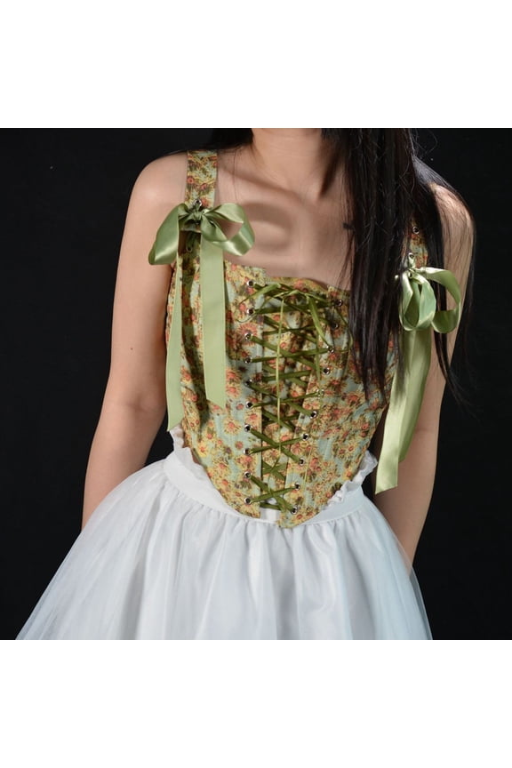Clearance Corset Top for Women Renaissance Faire Fashion Sweet Tie Corset Print Underwear Shapewear