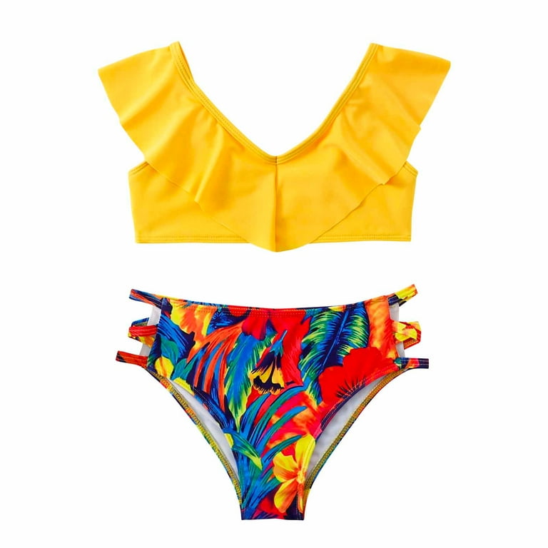QIPOPIQ Clearance Girls Swimsuits Summer Baby Swimwear Scollop Sleeveless  Split Bikini Bathing Suit Swimming Set 