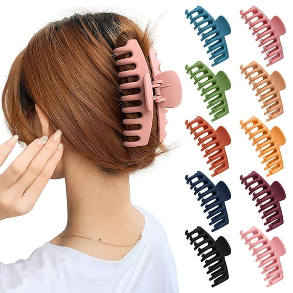 QIPOPIQ Clearance Hair clip Hair Accessories 10 Color Large Matte Hair Claw Clips Nonslip Big Nonslip Hair Clamps Perfect Jaw Hair Clamps For Women And Thinner Hair Styling Gifts for Her