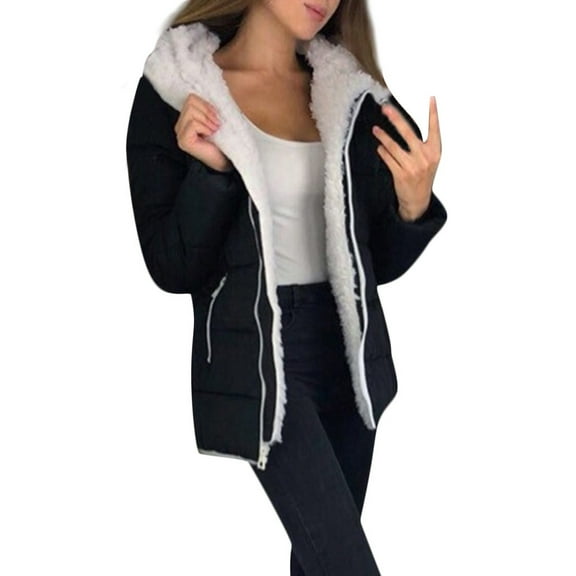 QIPOPIQ Clearance Jackets for Women Fashion Women Winter Thicken Long Sleeve Warm Jacket Outerwear Zipper Coat