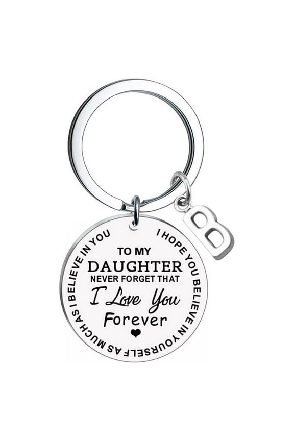 Clearance Keychains DIY To My Daughter Stainless Steel Last Name 26 Letter Keychain 2.5cm Gifts for Her