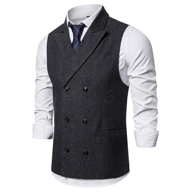 QIPOPIQ Clearance Men's Suit Vest Blazers New Double